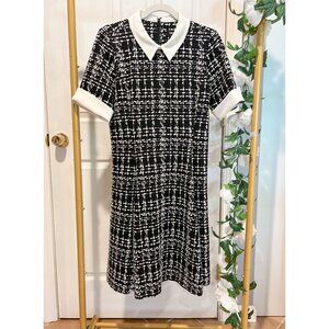 DKNY Tweed Dress with Contrast Collar